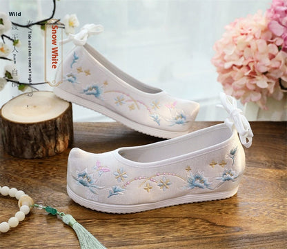 Hanfu Compatible Shoes — Inner Lift Embroidered High Heels for Women