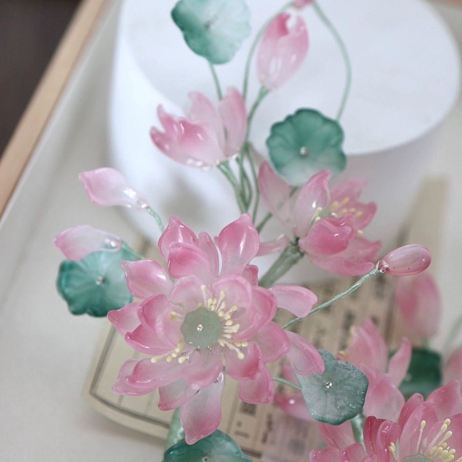 Lotus Flower Hair Clips New Chinese Style Hanfu Cheongsam Accessories