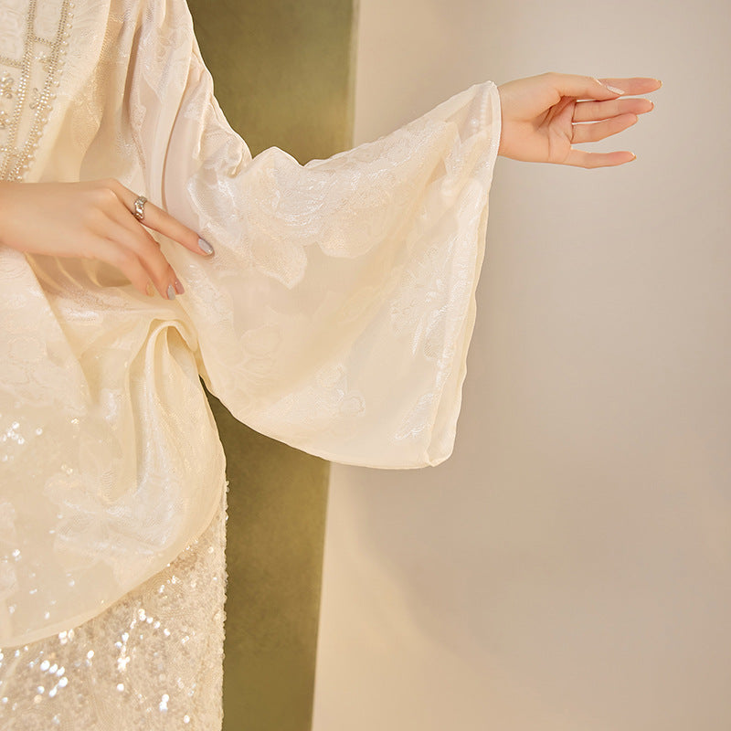 New Chinese Style Beaded Embroidered High-End Blouse for Women