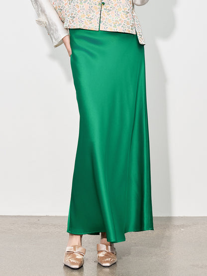 High-Waist Glossy Asymmetrical Mermaid Half Skirt
