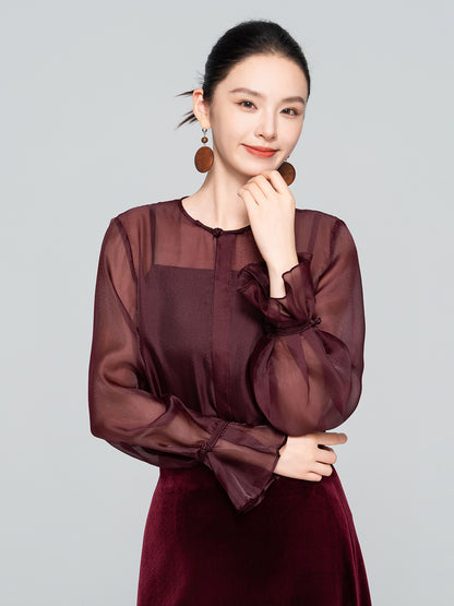 High-End Lightweight Flared Sleeve Blouse for Women