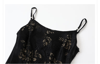 Elegant National Style Rayon Jacquard Embroidered Long Camisole Dress