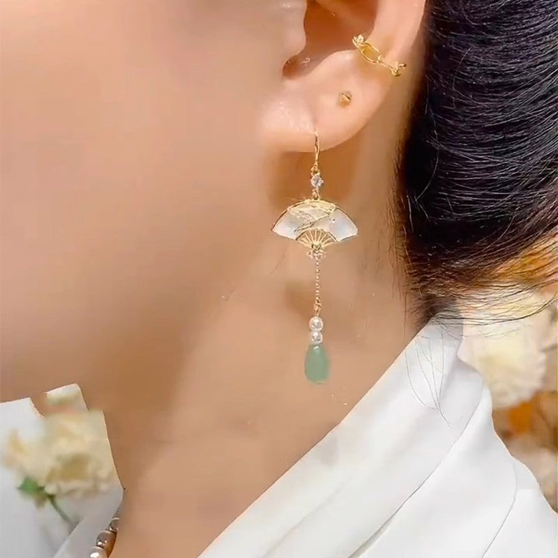 Fan-Shaped Tassel Earrings | New Chinese Style Ancient High-End Accessory