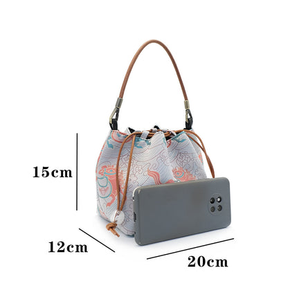Creative Song Brocade Bucket Bag — New Chinese Style Hanfu Handbag for Women