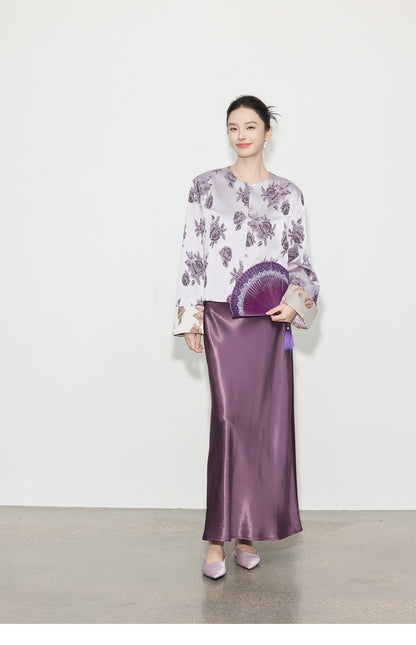 High-End Stylish Satin Jacquard Jacket for Women