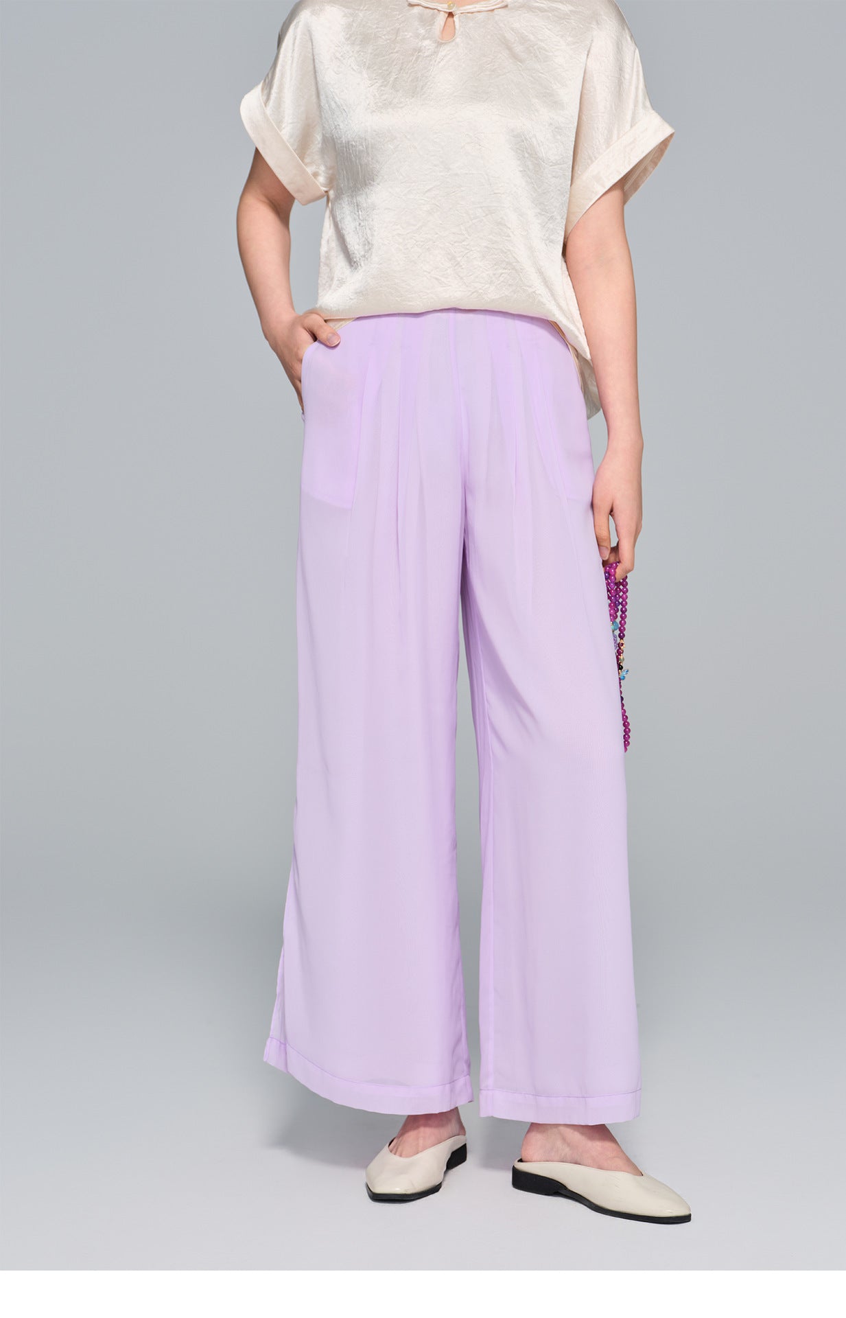 Elegant Slimming Wide-Leg Pants, Draped Design