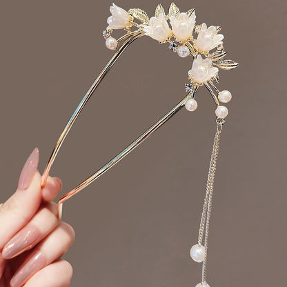 Super Fairy Bell Orchid Tassel U Hairpin Women High End Step Shake