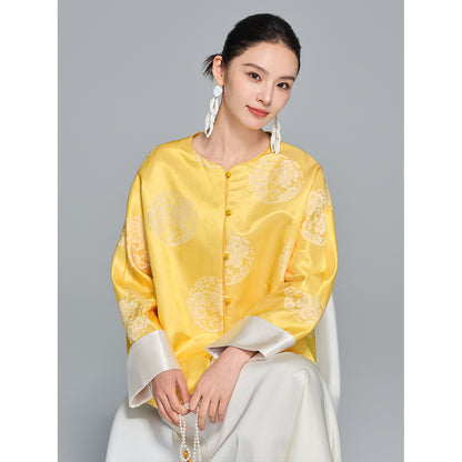 Light Mulberry Silk Jacquard Jacket for Women