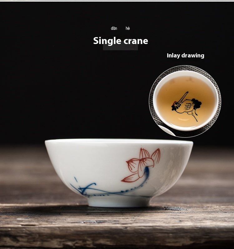 Hand-Painted Blue and White Porcelain Master Tea Cup Jingdezhen