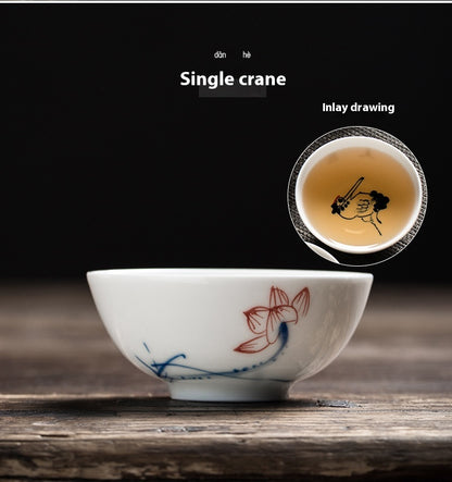 Hand-Painted Blue and White Porcelain Master Tea Cup Jingdezhen