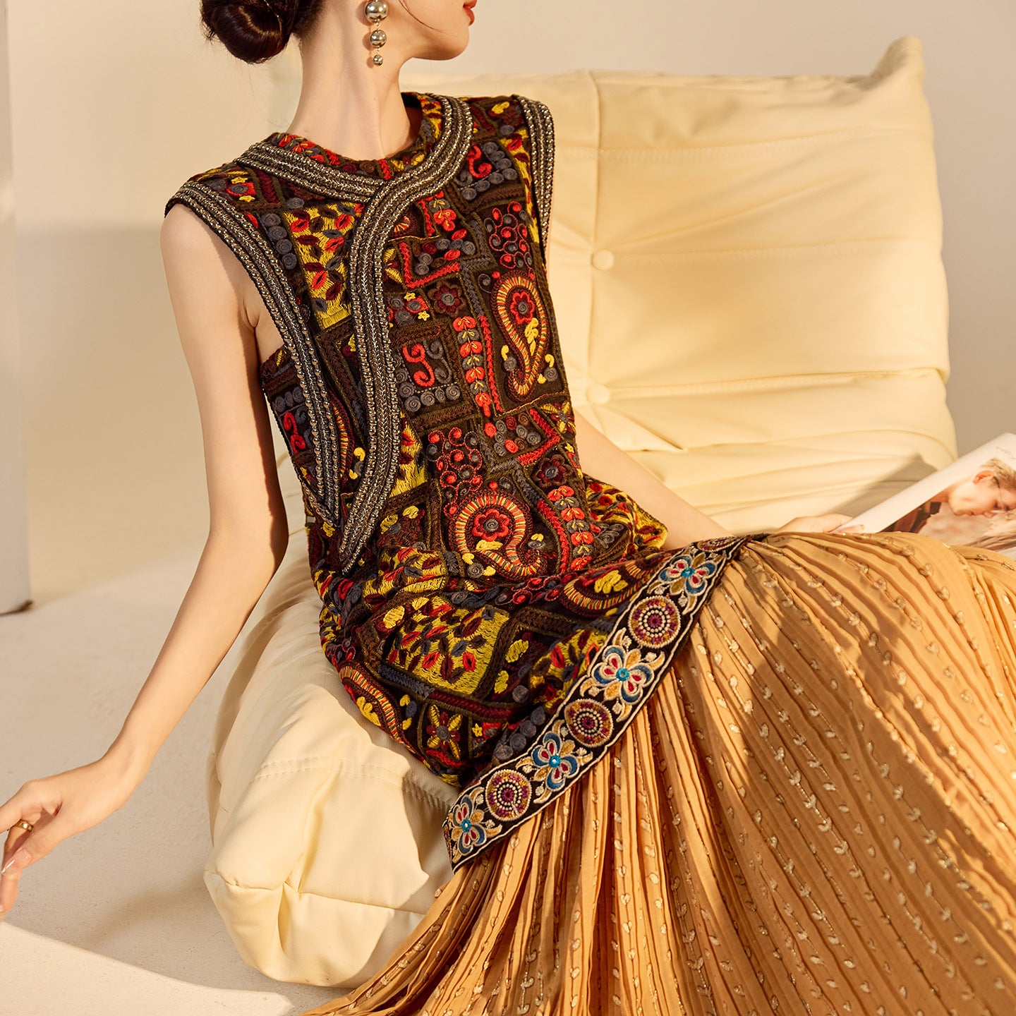 High-End Summer Dress for Women |New Chinese Style Embroidered Long Dress