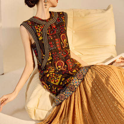 High-End Summer Dress for Women |New Chinese Style Embroidered Long Dress