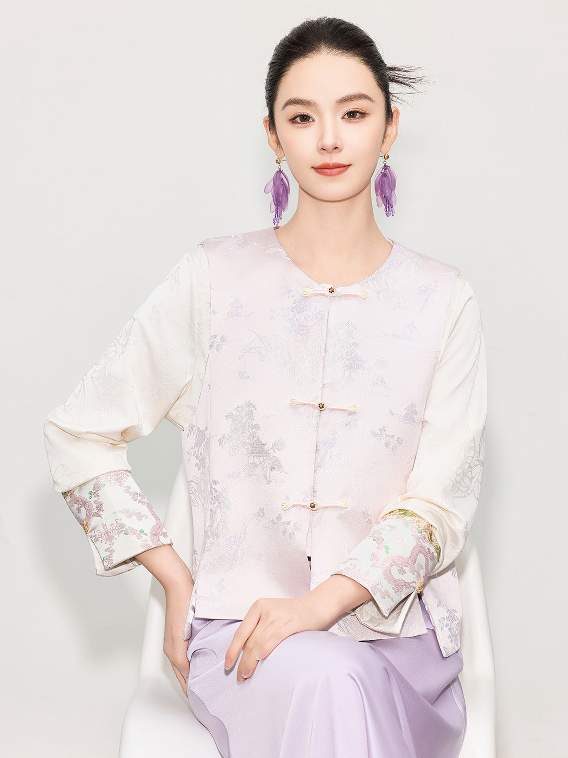 Stylish Button-Up Jacquard Vest for Women