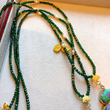 Handmade Song Brocade Gourd Necklace | New Chinese Style Cultural Heritage Accessory