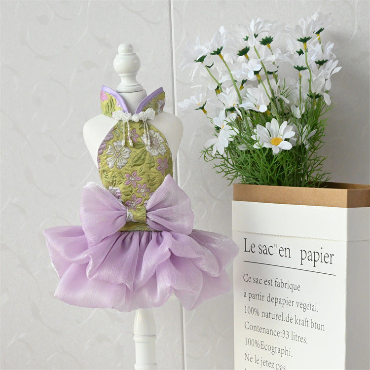 Chinese Style Pet Cheongsam Princess Style Tang Suit Dog Cat Dress Teddy Bichon Clothes