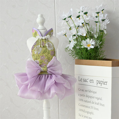 Chinese Style Pet Cheongsam Princess Style Tang Suit Dog Cat Dress Teddy Bichon Clothes