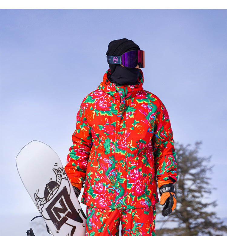 Northeast Large Floral Cotton Jacket Fleece Lined Warm Winter Coat