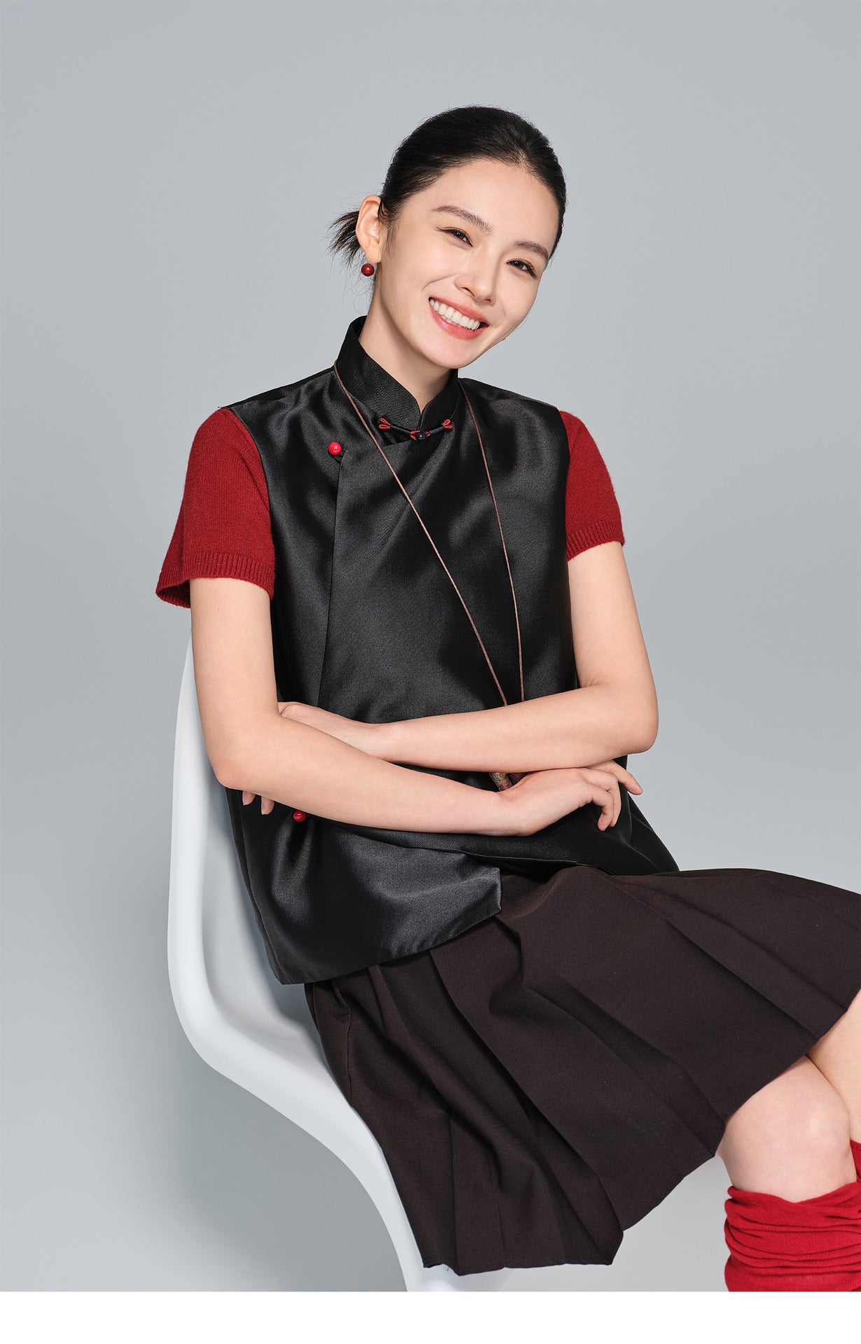 Elegant Stand Collar Layered Vest