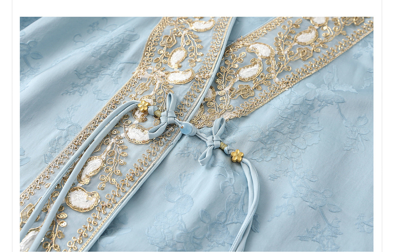 High-End National Style Beaded Jacket | Elegant Light Luxury Jacquard Top