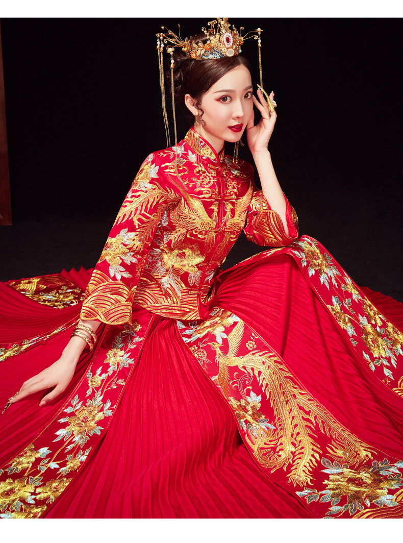 Xiuhe Wedding Dress Bride Plus Size Dragon Phoenix Gown Set