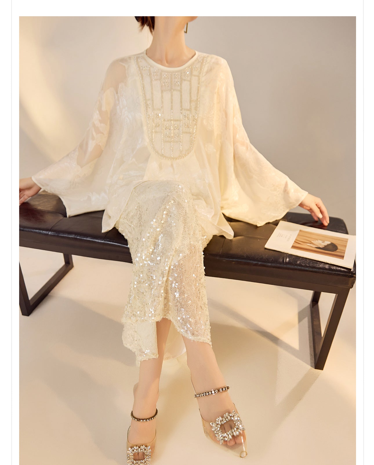New Chinese Style Beaded Embroidered High-End Blouse for Women