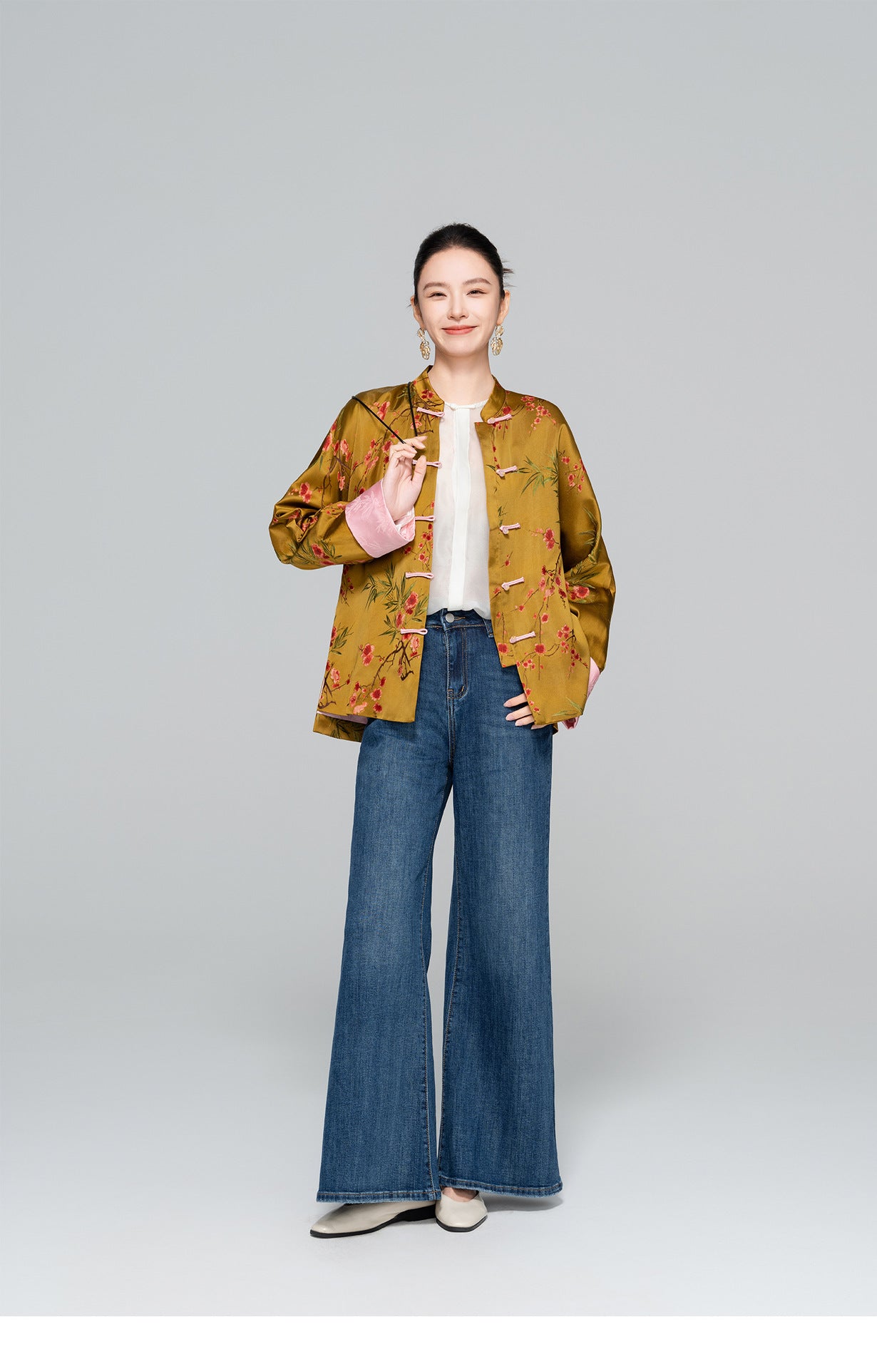 Old Money Style Printed Tang Jacket for Women