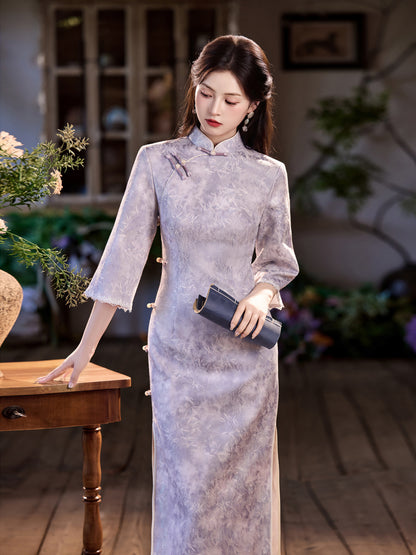 New Chinese Style Qipao – Side Eight-Button Stunning Satin Composite