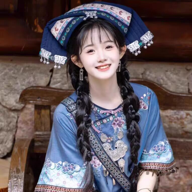 Oriental Holiday Ethnic Wear — Oblique Collar Big Sleeve Daily Set