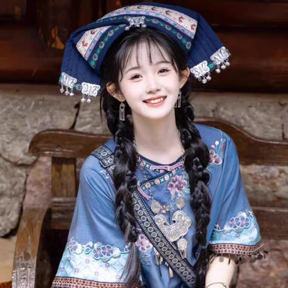 Oriental Holiday Ethnic Wear — Oblique Collar Big Sleeve Daily Set