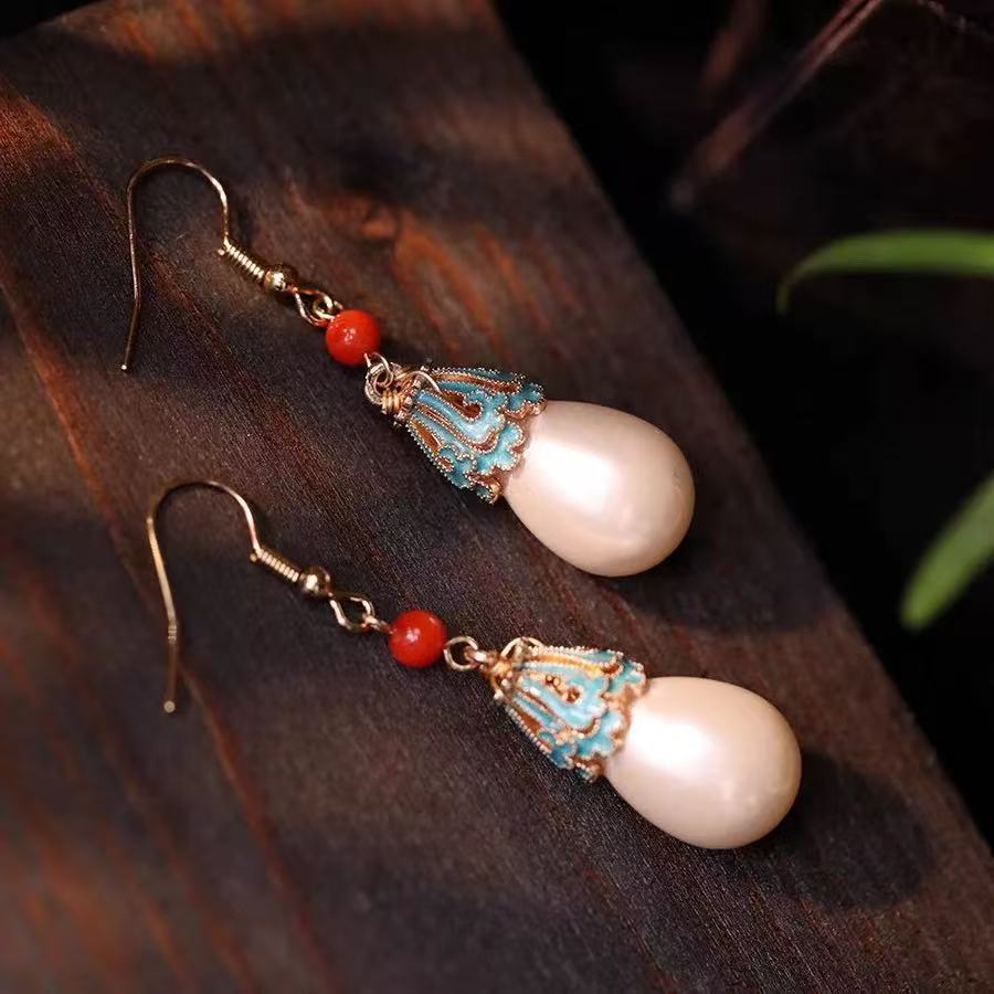 Burnt Blue Earrings | New Chinese Style Ancient Fairy Vintage Cheongsam Accessory