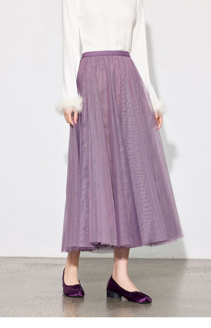 Elegant Fairy Tulle Mid-Length Pleated Skirt