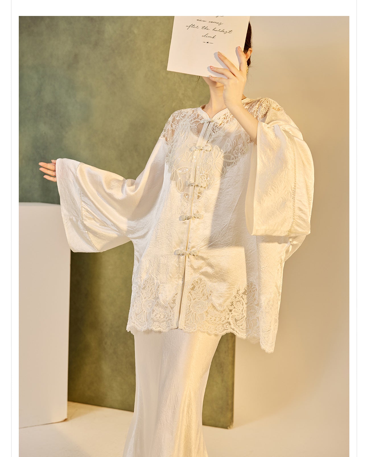 New Chinese Style Embroidered Jacket Skirt Set | Heavy Bead Lace Patchwork