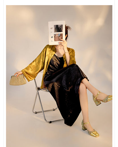 New Chinese Old Money Style Dragon Embroidered Acetate Luxury Coat