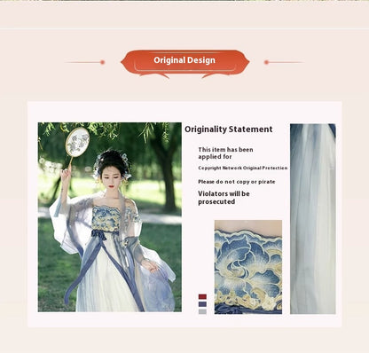 Fairy Hanfu Costume — Hibiscus Embroidered Shirt & Flowing Skirt Outfit