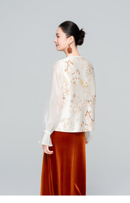 High-End Embroidered Sleeveless Vest for Women