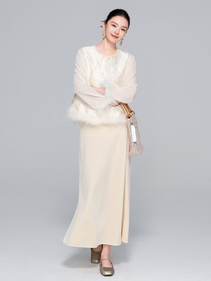 Elegant Slimming Velvet Fishtail Skirt for Fall and Winter