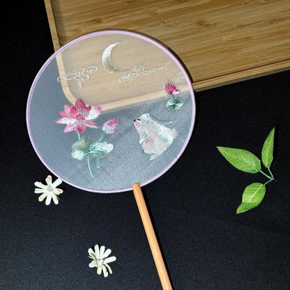 Handmade Chinese Round Fan — Summer Hanfu Cheongsam Embroidered Fan