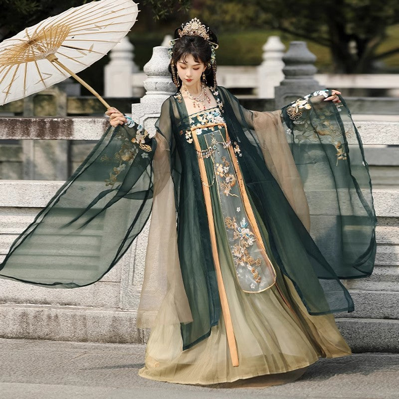Oriental Ancient Hanfu — Chest-High Ru Skirt & Heavy Embroidery Outfit