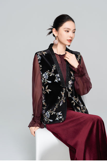 Sophisticated Heavy Embroidery Sequin Vest