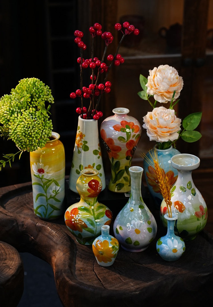 Jingdezhen Handmade Ceramic Vase — Oil Painting Style Small Home Decor
