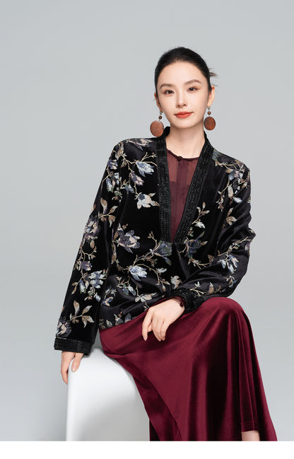 Elegant Loose Retro Sequin Jacket for Women