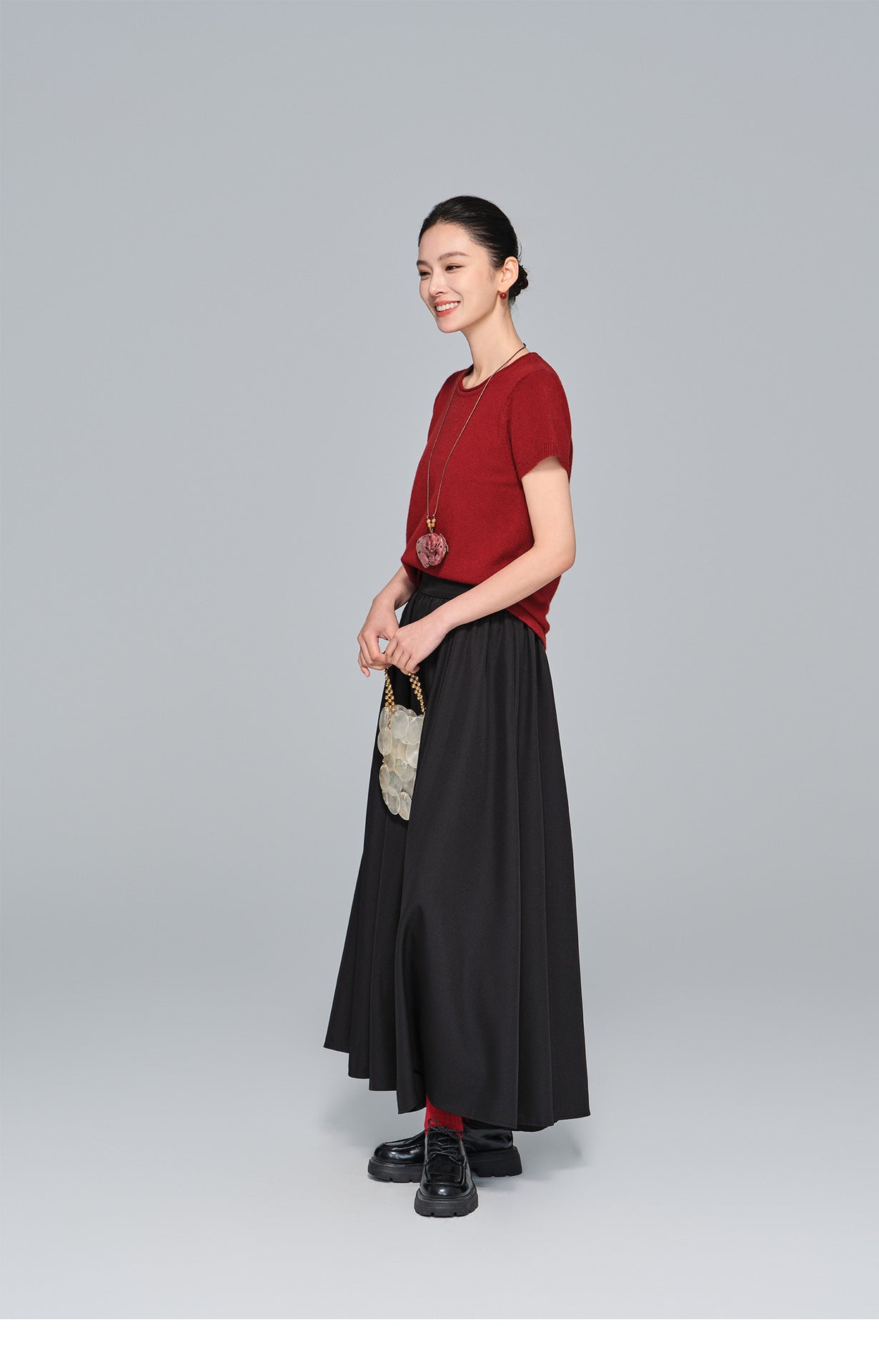 Slimming Vintage Half Skirt with Wide Hem for Women