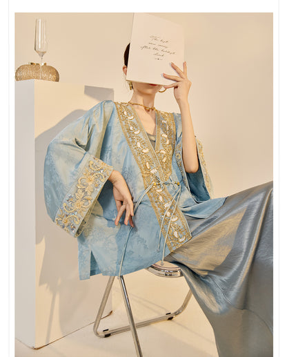 High-End National Style Beaded Jacket | Elegant Light Luxury Jacquard Top