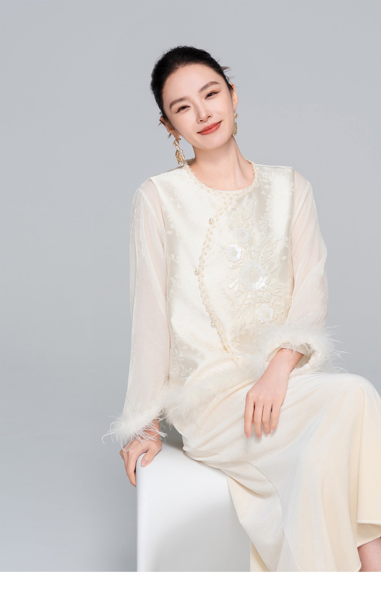 National Style Feather and Sequin Vest for Women