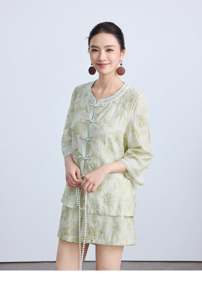 Luxury Embroidered Chinese Style Two-Piece Outfit