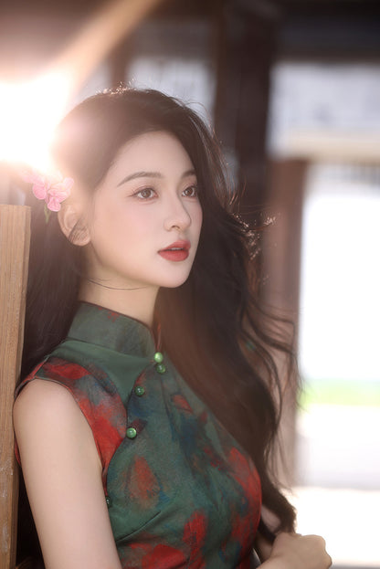 Tipsy Rose Sleeveless Cheongsam – Elegant Youth Slim Dress