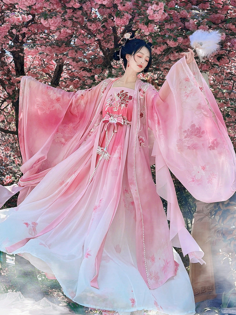 Oriental Ancient Hanfu Costume — Heavy Embroidery Summer Outfit