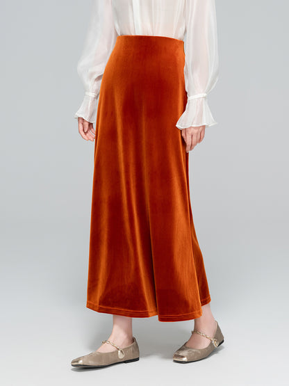 Autumn High-Waist Fishtail Velvet Skirt for Women