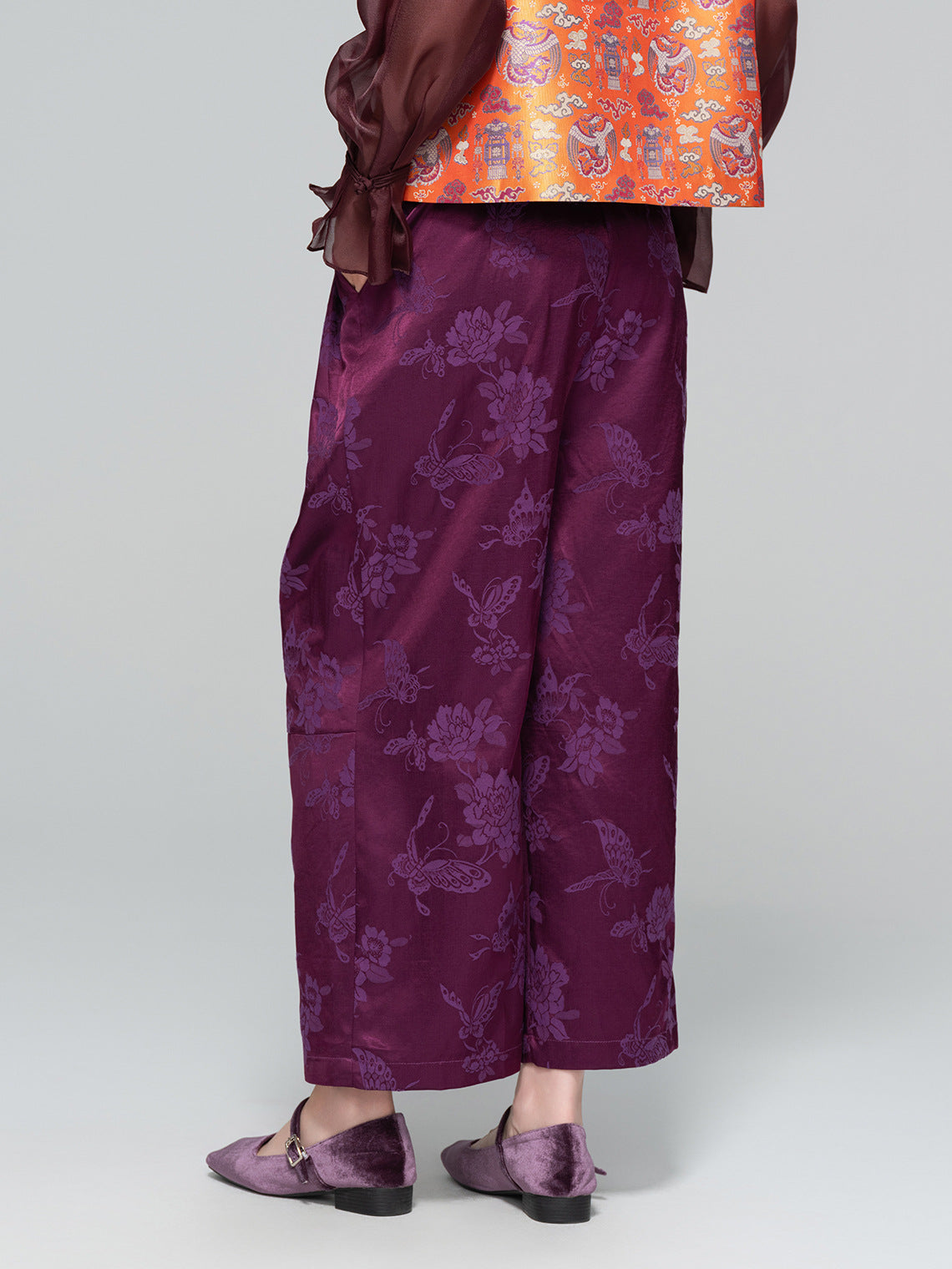 High-End Elegant Jacquard Slimming Loose Pants for Women