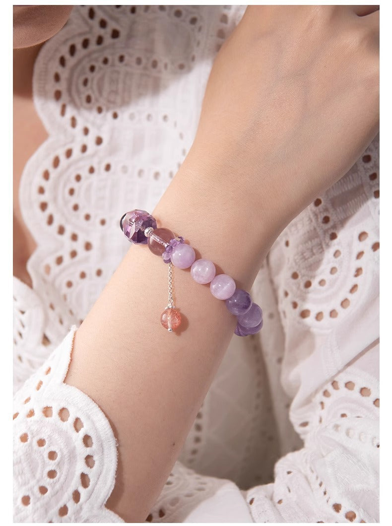 Natural Amethyst Nine-Purple Fire Bracelet — Lucky Exam Charm for Women